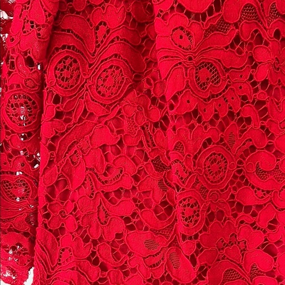 Lauren Ralph Lauren All Over Floral Lace Cherry Red Mini Dress - Size 6 - Picture 5 of 13